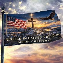 Load image into Gallery viewer, United in Faith &amp; Freedom - Merry Christmas Flag