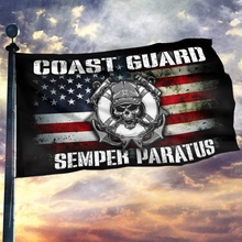 Load image into Gallery viewer, Coast Guard Semper Paratus Skull American Flag
