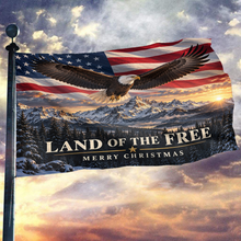 Load image into Gallery viewer, Land of the Free Merry Christmas Flag