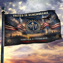 Load image into Gallery viewer, United in Remembrance - We Will Never Forget Flag
