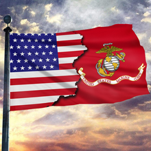 Load image into Gallery viewer, American with Marine Corps Emblem Flag