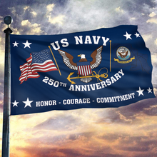 Load image into Gallery viewer, US Navy Naval 250th Anniversary Flag