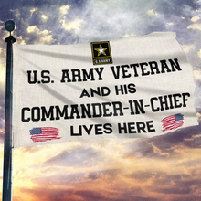 Load image into Gallery viewer, US Veteran and His Commander-In-Chief Lives Here Flag