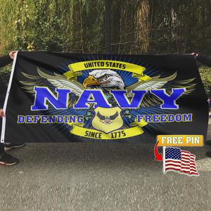 Navy Defending Freedom Since 1775 Flag with FREE American Pin