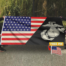 Load image into Gallery viewer, Marine Corp Flag with FREE American Pin