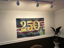 Load image into Gallery viewer, 250 Years of America Statue Gold Flag