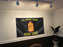 Load image into Gallery viewer, U.S. Marine Corps Proudly Served - SgtMaj Chevron Flag