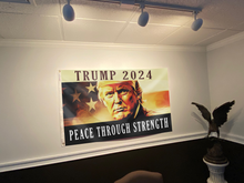 Load image into Gallery viewer, Trump 2024 Peace Through Strength Flag