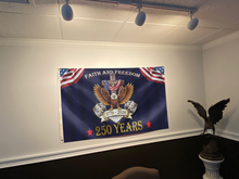 Load image into Gallery viewer, Eagle’s Honor: 250 Years of Faith &amp; Freedom Flag