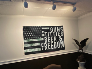 Guns Titties Beer & Freedom USA Flag