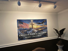 Load image into Gallery viewer, United in Faith &amp; Freedom - Merry Christmas Flag