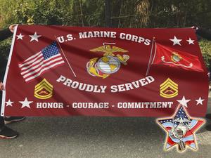 United States Marine Corps Proudly Served Flag + Veteran Pin - Bundle