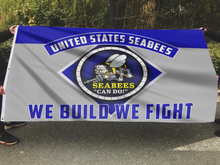 Load image into Gallery viewer, USA Seabees We Build We Fight Blue Flag