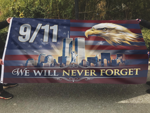 Load image into Gallery viewer, 9/11 We Will Never Forget Eagle Flag
