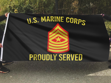 Load image into Gallery viewer, U.S. Marine Corps Proudly Served - SgtMaj Chevron Flag