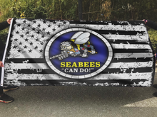 Load image into Gallery viewer, USA Seabees Black and White Flag