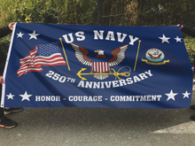 Load image into Gallery viewer, US Navy Naval 250th Anniversary Flag