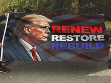 Load image into Gallery viewer, Trump Renew Restore Rebuild Flag