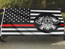 Load image into Gallery viewer, Thin Red Line Firefighter Mask Patriotic Flag