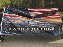 Load image into Gallery viewer, Land of the Free Merry Christmas Flag