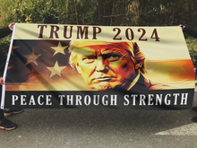 Load image into Gallery viewer, Trump 2024 Peace Through Strength Flag