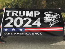 Load image into Gallery viewer, Trump 2024 Face Take America Back Flag