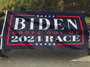 Biden Drops Out Of 2024 Race Flag (Blue)