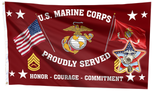 United States Marine Corps Proudly Served Flag + Veteran Pin - Bundle