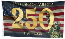 Load image into Gallery viewer, 250 Years of America Statue Gold Flag