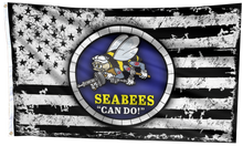 Load image into Gallery viewer, USA Seabees Black and White Flag