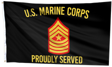 Load image into Gallery viewer, U.S. Marine Corps Proudly Served - SgtMaj Chevron Flag