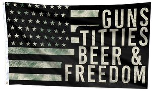 Guns Titties Beer & Freedom USA Flag