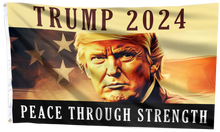 Load image into Gallery viewer, Trump 2024 Peace Through Strength Flag