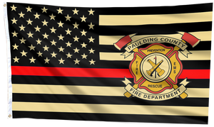 American Fire Fighter with Thin Red Line Flag