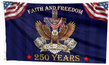 Load image into Gallery viewer, Eagle’s Honor: 250 Years of Faith &amp; Freedom Flag
