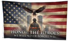 Load image into Gallery viewer, Honor The Heroes - We Will Never Forget Flag
