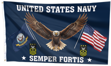 Load image into Gallery viewer, US Navy Eagle Semper Fortis - Master Chief Petty Officer of the Navy Flag