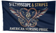 Load image into Gallery viewer, Stethoscope &amp; Stripes American Nursing Pride Flag