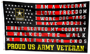 Proud US Army Veteran Lives Here Black Flag
