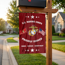 Load image into Gallery viewer, U.S. Marine Corps - Proudly Served Garden Flag
