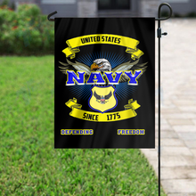 Load image into Gallery viewer, Navy Defending Freedom Garden Flag