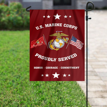Load image into Gallery viewer, U.S. Marine Corps - Proudly Served Garden Flag