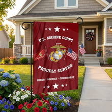 Load image into Gallery viewer, U.S. Marine Corps - Proudly Served Garden Flag