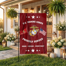 Load image into Gallery viewer, U.S. Marine Corps - Proudly Served Garden Flag