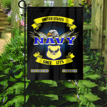 Load image into Gallery viewer, Navy Defending Freedom Garden Flag
