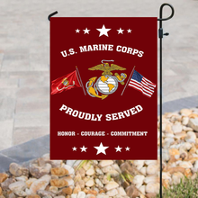 Load image into Gallery viewer, U.S. Marine Corps - Proudly Served Garden Flag