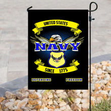 Load image into Gallery viewer, Navy Defending Freedom Garden Flag