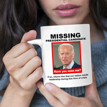 Load image into Gallery viewer, Missing Presidential Candidate 11 oz. White Mug
