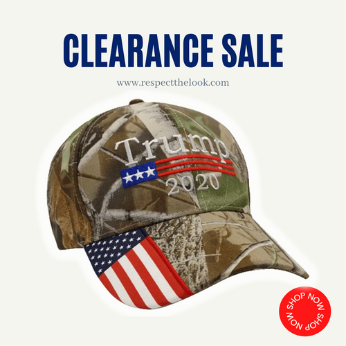 (CLEARANCE) Trump 2020 Hat Camo with American Flag