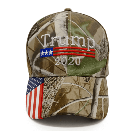 Trump 2020 Hat Camo with American Flag Mossy Oak